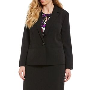 Kasper Black Single Button Double Slit Pocket Long Slv Blazer Business City Gift